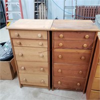 2- 18"w 5- Drawer Pine Cabinets