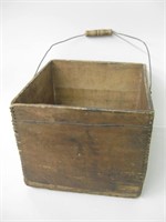Antique Wood Crate w/ Wire Handle