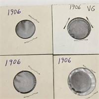 Group Of 4 Indian Head Pennies, 1906