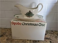Spode Christmas Tree sauce boat & stand