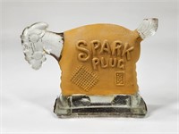 ANTIQUE SPARK PLUG COMICAL GLASS CANDY CONTAINER