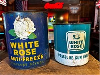 Pair of Vintage White Rose Cans