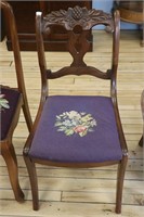 UPHOLSTERED CARVED BACK CHAIR