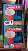 2 DRINK PAL COASTERS AND GROUND STAKES