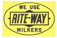 Embossed Tin We Use Rite-Way Milkers Sign