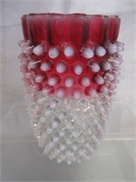 Opalescent to Cranberry Ruffled Vase - 7"