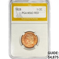 1828 Classic Head Half Cent PGA MS63 RED