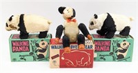 (3) Japan Windup Walking Panda Bears w/ Boxes