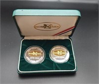 2 - Homestake .999 Silver & Gold  Proof Medallions