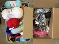 Yarn and Yarn Projects in Tub and Box