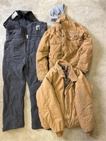 Berne Bibs, Dickies Size Small Work Coat, and
