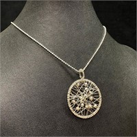 Sterling Silver Spoke Pendant Necklace