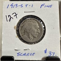 1913-S TYPE I BUFFALO NICKEL