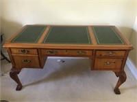 Executive Desk w/ Green Leather Inlay W13B