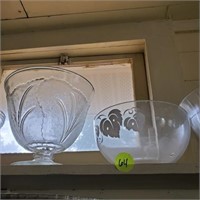 TWO GLASS PUNCH BOWLS