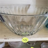 LARGE GLASS PUNCH BOWL