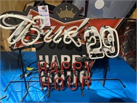 "Bud" "29" "Happy Hour" Neon Sign