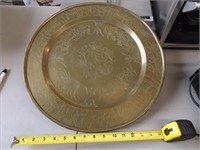 Large Brass Etched Tray -- 18" Diameter