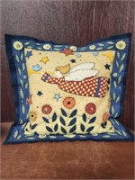 Hand felted,  sewn pillow Primitive Whimsical