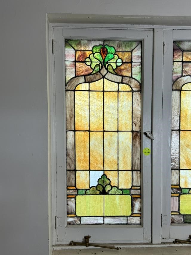 Vintage Stained Glass Window 55 1/2 x 25 1/2