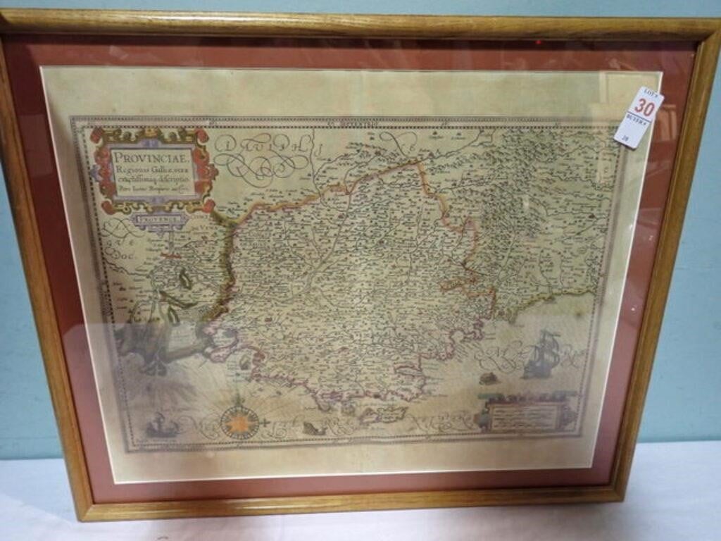 HANDCOLORED 17TH CENTURY MAP OF PROVENCE 25x21