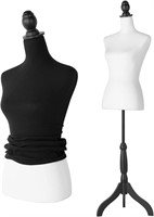 2-in-1 Dress Form, White Female Mannequin Body