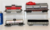 4 Vintage Marx O Scale Train Cars