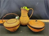 Woven pitcher and bowls