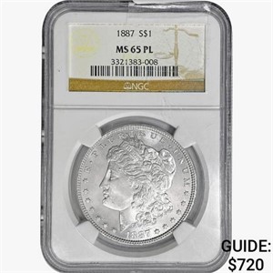 1887 Morgan Silver Dollar NGC MS65 PL