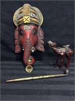 Asian Inspired Decor: Ganesh Plaque Leather Camel
