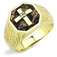 Classic Gold-plated .06ct Topaz Cross Epoxy Ring