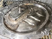 Vintage silver plated tray butter dish