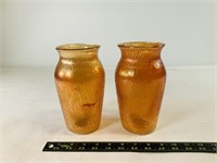2pcs Marigold Carnival glass vases