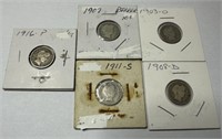 Collection of Barber Dimes