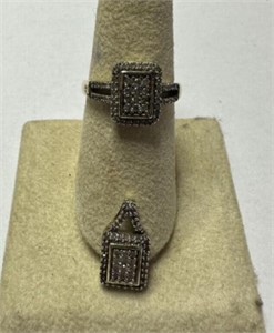 2x Piece Matching stamped/Tested 10K Gold Diamond
