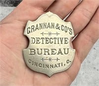 Antique Grannan & Co Detective Bureau Badge