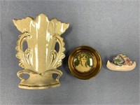 Lot of 3"  2 porcelain figurines and a repro cameo