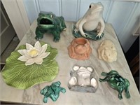 Collection of Ceramic Glass & Pottery Frogs