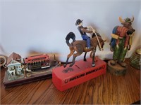 Buckin Bronco coin bank, deer hunting statue +