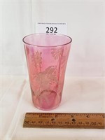 Vintage Pink Hula Girl Etched Glass Tumbler