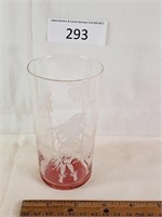 Vintage Clear Hula Girl Etched Glass Tumbler