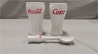 Ceramic Coca Cola glasses&plastic ice cream scoop