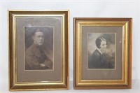 Pair of Framed Photos - WW1 Soldier & Wife