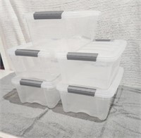 (5) IRIS 13qt Latching Storage Bins With Built-In