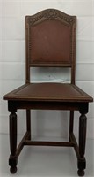 Antique Black Forest style oak chair 18"x37"
