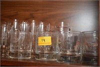 GROUPING: GLASSES AND STEMWARE, TOP SHELF OF