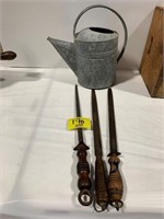 GALVANIZED WATERING CAN, 3 KNIFE SHARPENERS