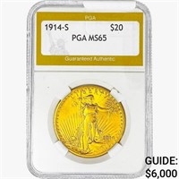 1914-S $20 Gold Double Eagle PGA MS65