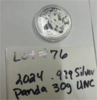 LOT#76) 2024 .999 SILVER PANDA 30G UNC