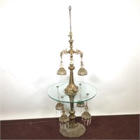 Brass Ormolu Lamp with Crystals
